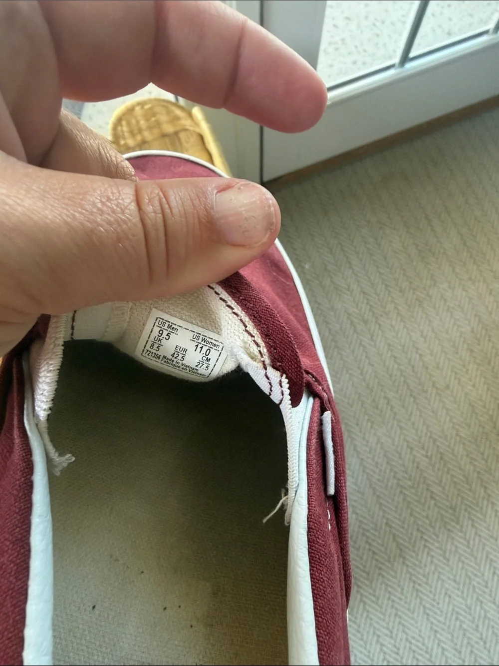 Vans Slip-On Sneakers in Maroon and White